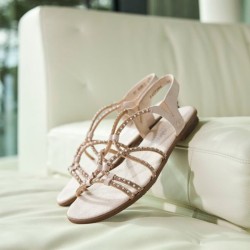 Ανατομικά Rieker flat σανδάλια σε nude-ροζ απόχρωση σε γυναικεία μεγάλα νούμερα