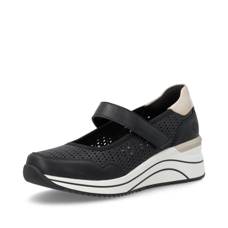 Remonte μαύρα γυναικεία ανατομικά sneakers τύπου μπαλαρίνα μεγάλα νούμερα