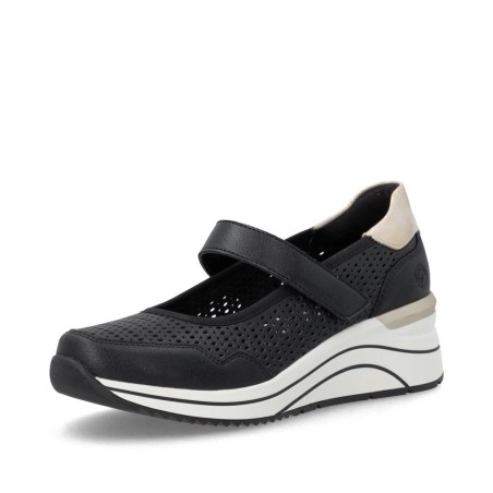 Remonte μαύρα γυναικεία ανατομικά sneakers τύπου μπαλαρίνα μεγάλα νούμερα