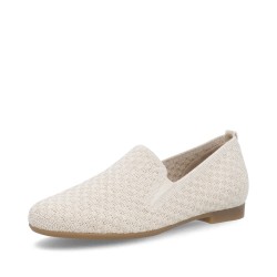 Μπεζ γυναικεία ανατομικά loafers Remonte με stretch ύφασμα σε γυναικεία παπούτσια μεγάλα νούμερα.