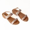 Bronze rose gold δερμάτινα γυναικεία πέδιλα Bottega Smeralda σε γυναικεία παπούτσια μεγάλα νούμερα.