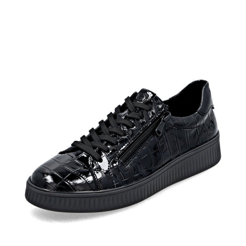 Μαύρα γυναικεία ανατομικά vegan sneakers Remonte σε γυναικεία παπούτσια μεγάλα νούμερα.