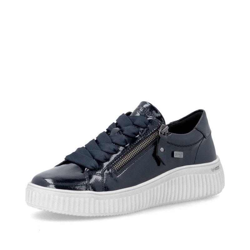 Σκούρα μπλε γυναικεία ανατομικά vegan sneakers Remonte σε γυναικεία παπούτσια μεγάλα νούμερα.