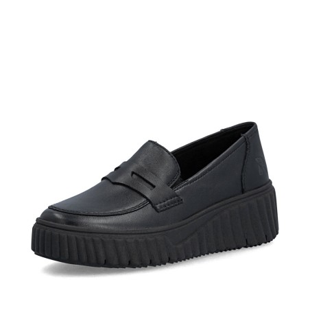 Μαύρα γυναικεία ανατομικά loafers Rieker διαθέσιμα σε γυναικεία παπούτσια μεγάλα νούμερα.