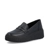 Μαύρα γυναικεία ανατομικά loafers Rieker διαθέσιμα σε γυναικεία παπούτσια μεγάλα νούμερα.