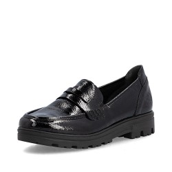 Μαύρα γυναικεία ανατομικά loafers Rieker σε γυναικεία παπούτσια μεγάλα νούμερα.