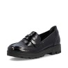 Μαύρα γυναικεία ανατομικά loafers Rieker σε γυναικεία παπούτσια μεγάλα νούμερα.