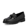 Μαύρα γυναικεία ανατομικά loafers Rieker διαθέσιμα σε γυναικεία παπούτσια μεγάλα νούμερα.