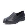 Μαύρα γυναικεία ανατομικά ματ loafers Rieker διαθέσιμα σε γυναικεία παπούτσια μεγάλα νούμερα.