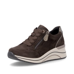 Σκούρα καφέ γυναικεία ανατομικά σουέντ sneakers Remonte σε γυναικεία παπούτσια μεγάλα νούμερα.