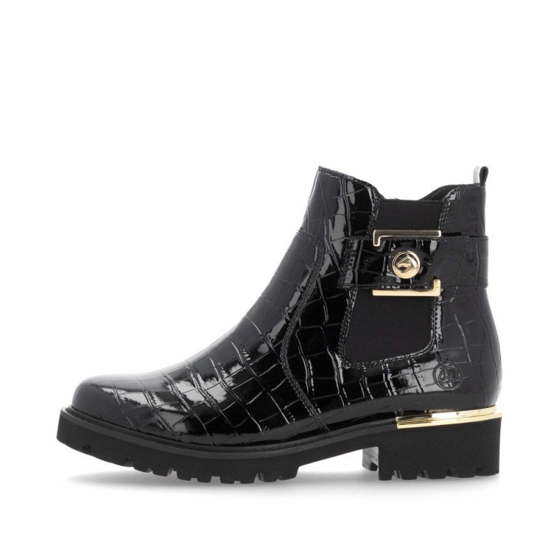 Μαύρες γυναικείες ανατομικές Chelsea Boots Remonte σε γυναικεία παπούτσια μεγάλα νούμερα.