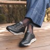 Μαύρα γυναικεία ανατομικά δερμάτινα sneakers remonte R6716-03 σε γυναικεία παπούτσια μεγάλα νούμερα.