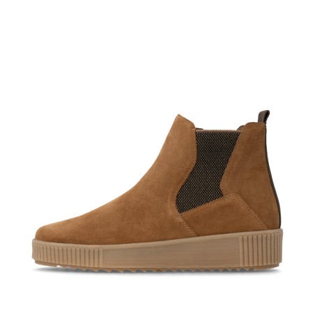 Ταμπά cognac γυναικεία ανατομικά chelsea boots remonte R7994-26 σε γυναικεία παπούτσια μεγάλα νούμερα.