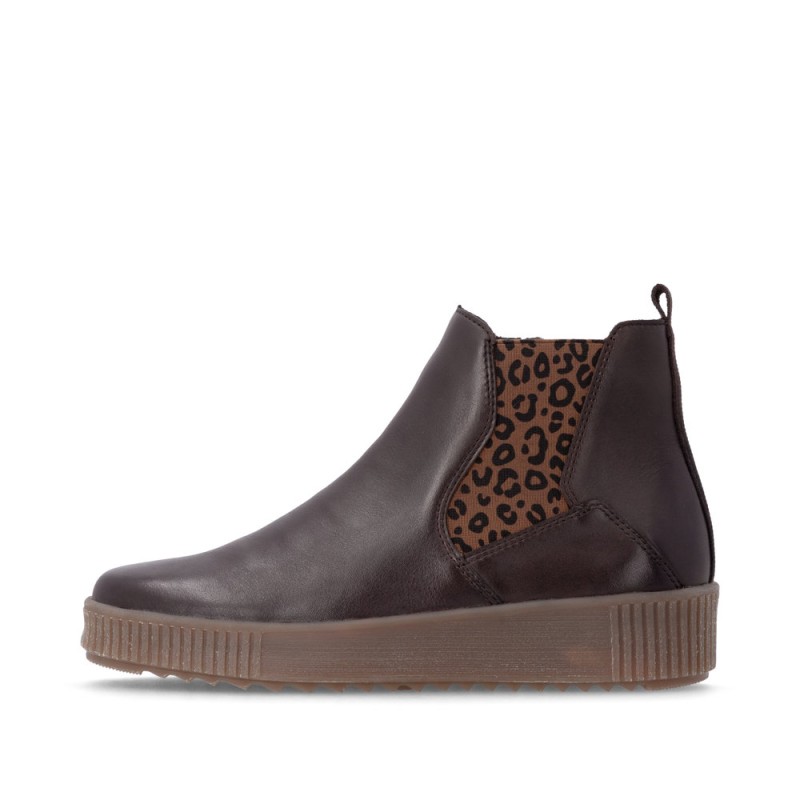 Σκούρα καφέ γυναικεία ανατομικά chelsea boots remonte R7994-27 σε γυναικεία παπούτσια μεγάλα νούμερα.