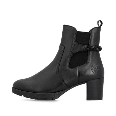 Μαύρα γυναικεία ανατομικά δερμάτινα chelsea boots Rieker 77651-00 σε γυναικεία παπούτσια μεγάλα νούμερα.