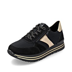 Μαύρα γυναικεία ανατομικά vegan sneakers remonte D0B03-01 σε γυναικεία παπούτσια μεγάλα νούμερα.