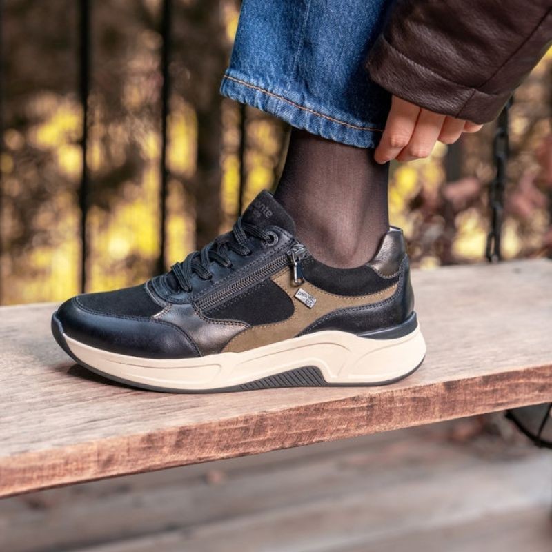 Μαύρα bronze γυναικεία ανατομικά αδιάβροχα sneakers remonte D3V00-03 σε γυναικεία παπούτσια μεγάλα νούμερα