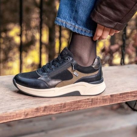 Μαύρα bronze γυναικεία ανατομικά αδιάβροχα sneakers remonte D3V00-03 σε γυναικεία παπούτσια μεγάλα νούμερα