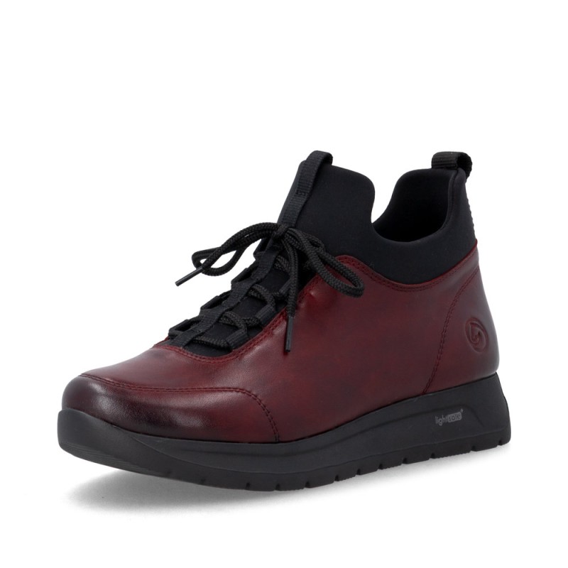 μπορντό γυναικεία ανατομικά δερμάτινα sneakers remonte D2V06-35 σε γυναικεία παπούτσια μεγάλα νούμερα.