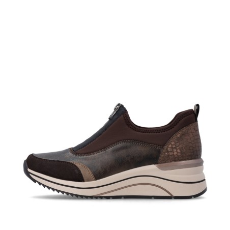 Σκούρα καφέ μπρονζέ γυναικεία ανατομικά sneakers slipper remonte D0T08-90 σε γυναικεία παπούτσια μεγάλα νούμερα.